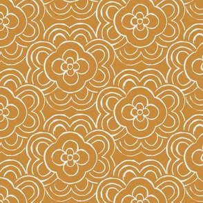 Deco-flower-tile golden  5.5in, flowers are 3in