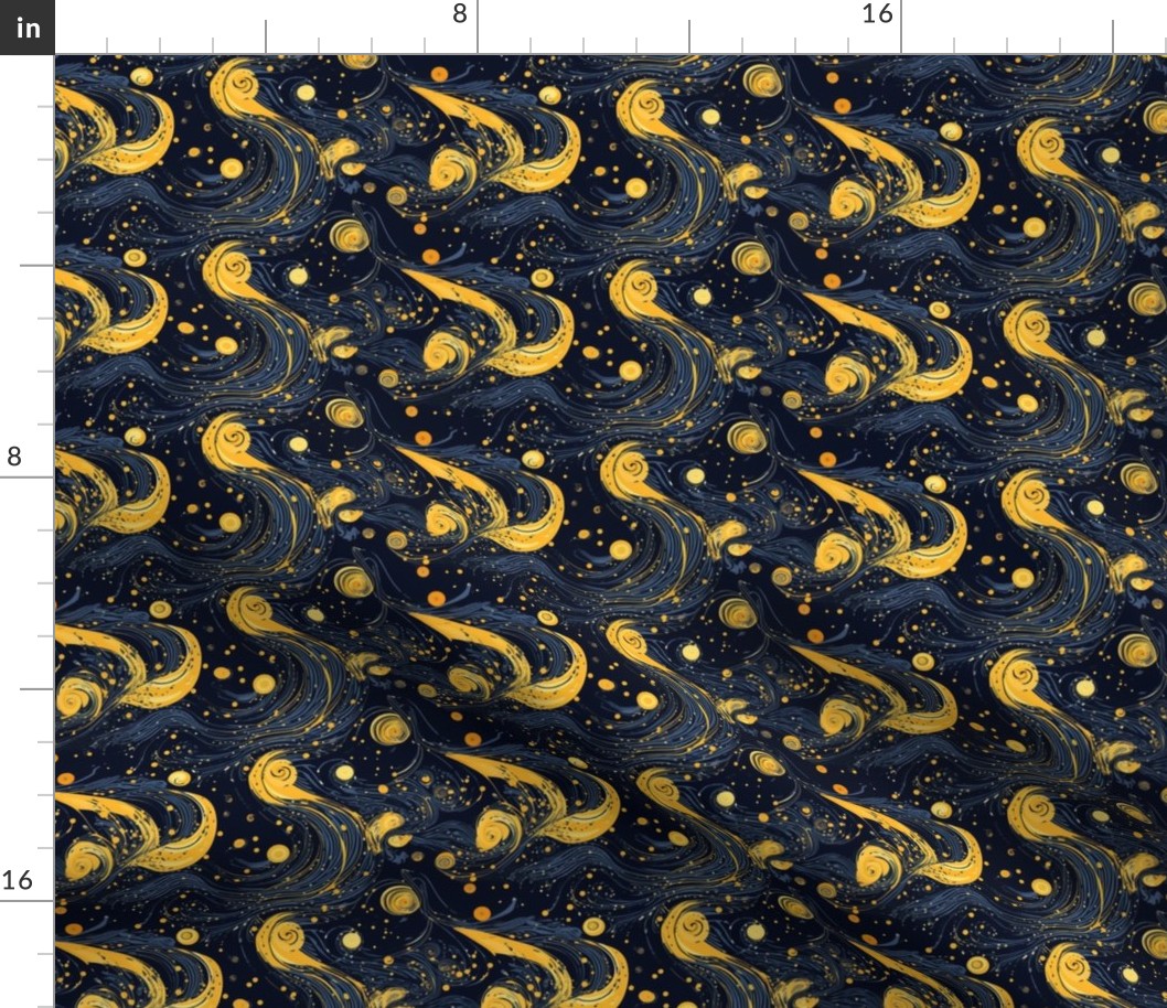 Starry Night Inspired Vincent Van Gogh Masterpiece Repeat Pattern