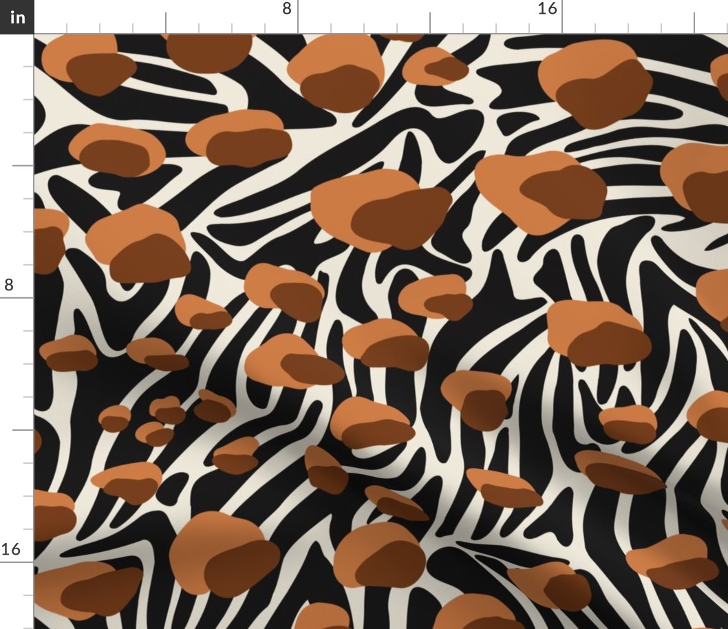 Leopard On Zebra - Large - TerraCotta - Abstract Animal Print, Black, White