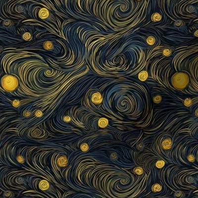 Starry Night Inspired Vincent Van Gogh Masterpiece Repeat Pattern