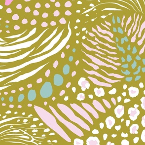 Abstract Animal Print Party - Olive and Cotton Candy | XL Scale