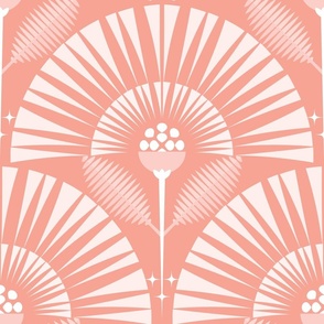 Dreamy Boho Garden / Art Deco / Floral / Peach / Large