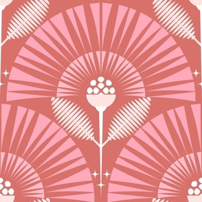Dreamy Boho Garden / Art Deco / Floral / Rose Pink / Large
