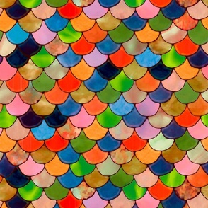 Double Rainbow Fish Scales Large Print