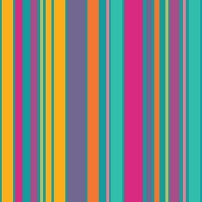Basic Stripe-Multi-colored Varying Width Stripes-Retro Rainbow Palette