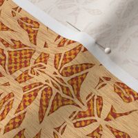 NMLH4 - Abstract Animal Hide Print in Burnt Orange and Palest Yellow - 4 inch repeat