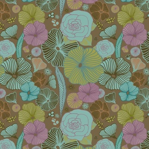 Flower Dream - brown- turquoise