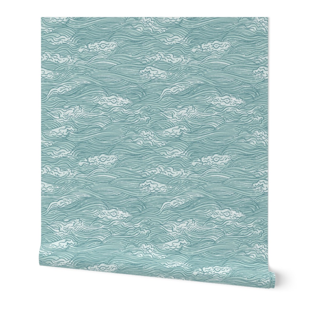 Nautical Ocean Waves - Turquoise - Nursery, Baby, Kids