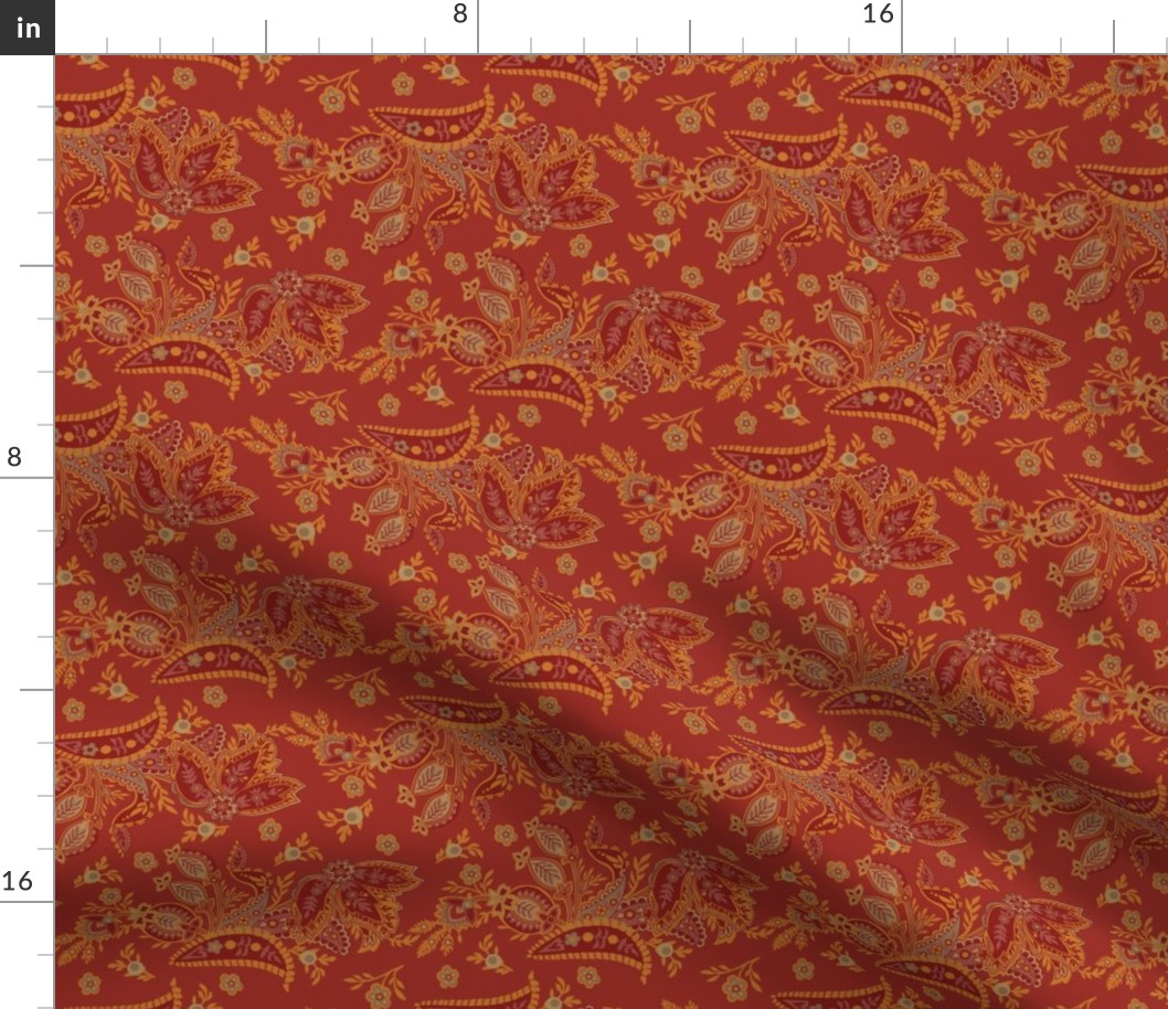 Paisley red and orange 2076-24
