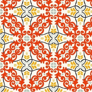 Wafa ( Coral Yellow Navy ) // Traditional Tunisian Tile