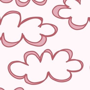 037 - Jumbo scale puffy doddle lose clouds for nursery wallpaper and bed linen, baby accessories, cloth diapers, cute dresses, nursery curtains and pillows - monochromatic pink blush 