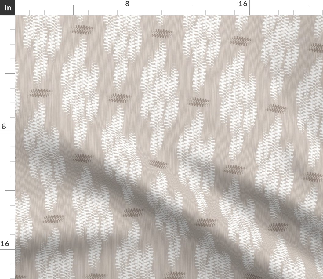 Abstract feather beige and cream ikat 