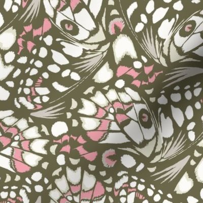 Printed Wings - green and pink