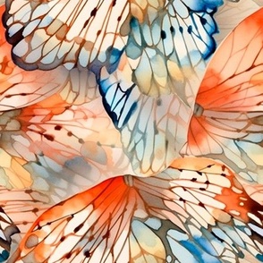 layered wings, blue and orange