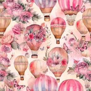 hot air balloons in pinks