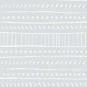 Hand drawn lines and circles pattern - White on Light gray