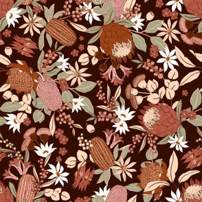 RETRO BUSH floral- brown neutrals