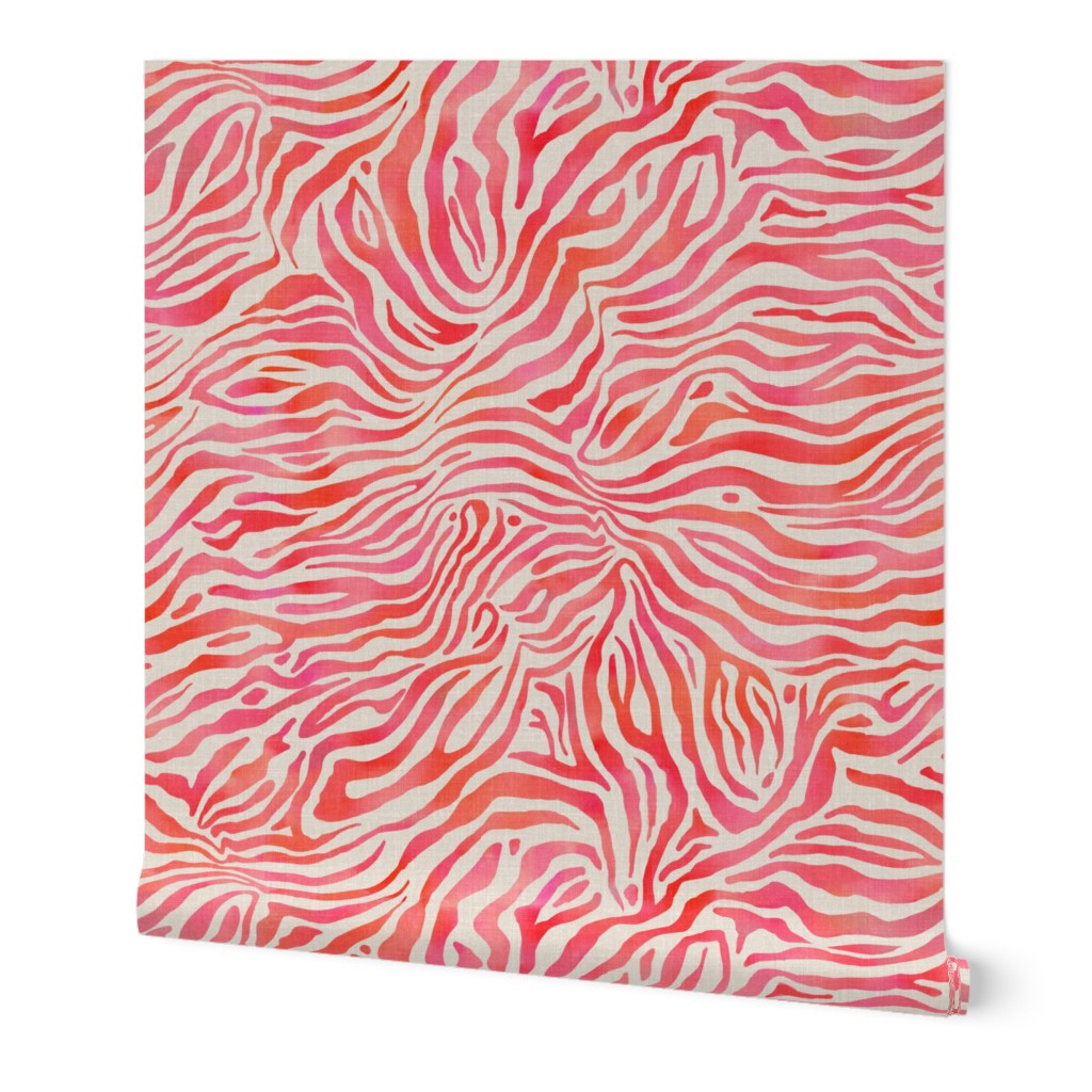 Zebra Print Watercolour Pink Orange