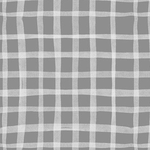 Grey Plaid / gingham medium || geometric square grid