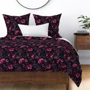 Moody Burgundy Pink Navy Floral - Dark Romantic