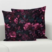 Moody Burgundy Pink Navy Floral - Dark Romantic