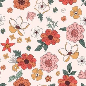 Boho Garden -  Boho scattered flower pattern