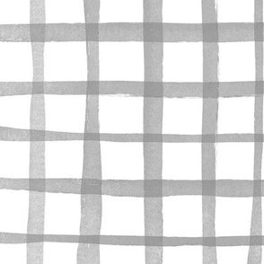 White Grey Plaid / gingham large   || geometric square grid