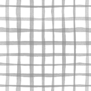 White Grey Plaid / gingham medium   || geometric square grid