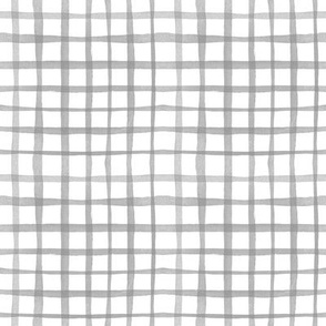 White Grey Plaid / gingham small  || geometric square grid