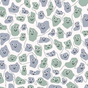 Giraffe Spots / medium scale / boho blue sage whimsical funny shapes abstract animal pattern
