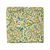 Italian villa with lemon tree branches and blue little birds (medium size version)