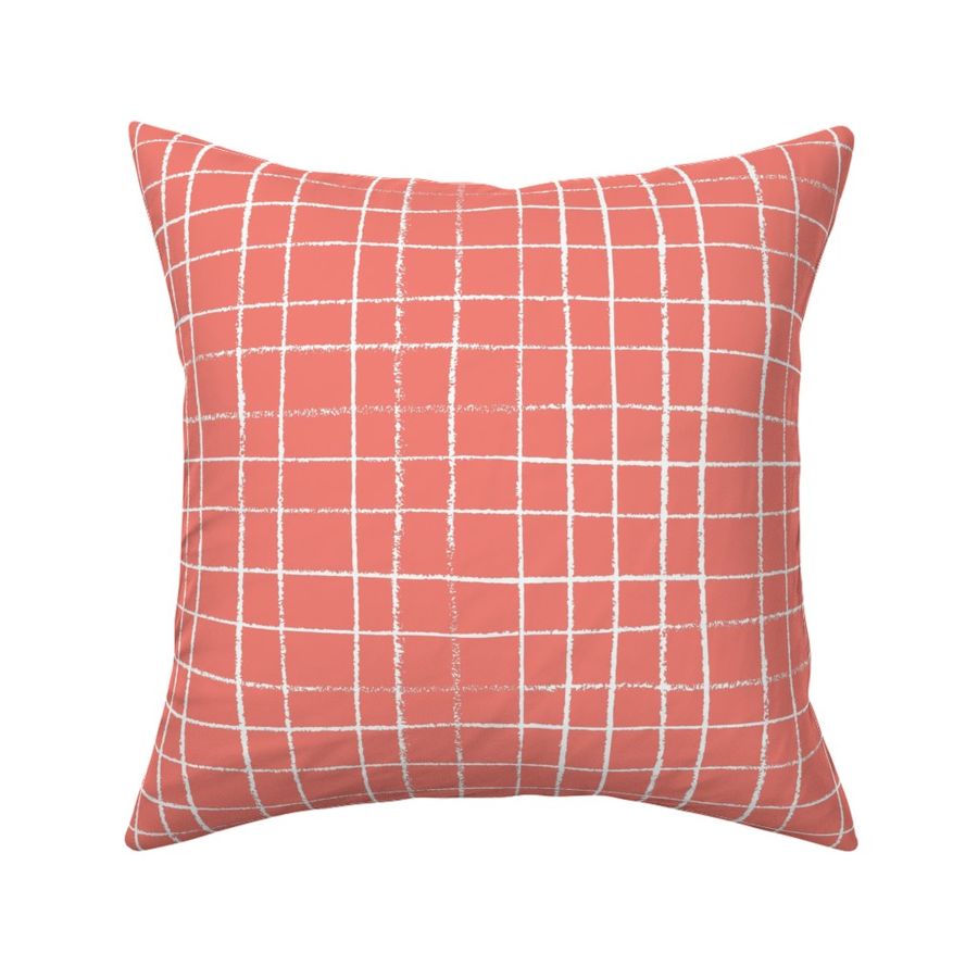 Hand drawn grid - White on Coral