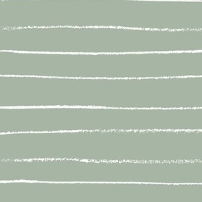Horizontal hand drawn  lines - White on Laurel Green