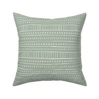 Hand drawn lines and circles pattern - White on Laurel green