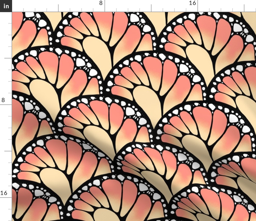 Abstract butterfly wings - orange - medium size