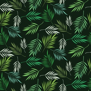 Green Exotic Tropical Palm Leaves 