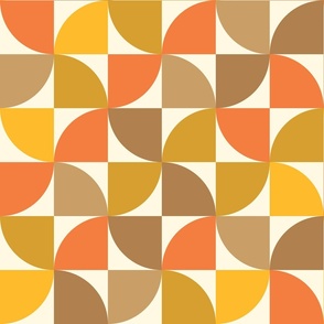 Minimalist mid century modern geometric pattern in orange and brown 