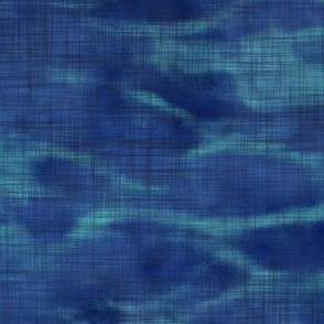 Shibori Linen in Peacock Blue (xxl scale) | Arashi shibori linen pattern in bright blues and turquoise, coordinate fabric for the sashiko peacock feathers collection.