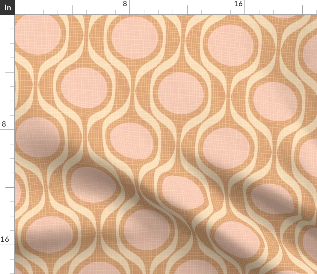 Mid century ribbons midmod vintage retro circle geometric in warm copper blush large scale by Pippa Shaw