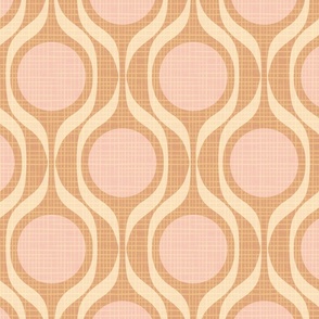 Mid century ribbons midmod vintage retro circle geometric in warm copper blush XL 8 wallpaper scale by Pippa Shaw