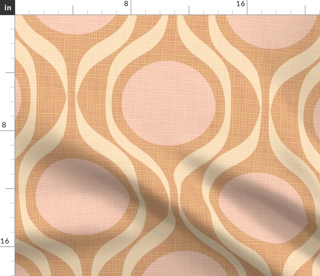 Mid century ribbons midmod vintage retro circle geometric in warm copper blush jumbo 12 curtain duvet wallpaper scale by Pippa Shaw