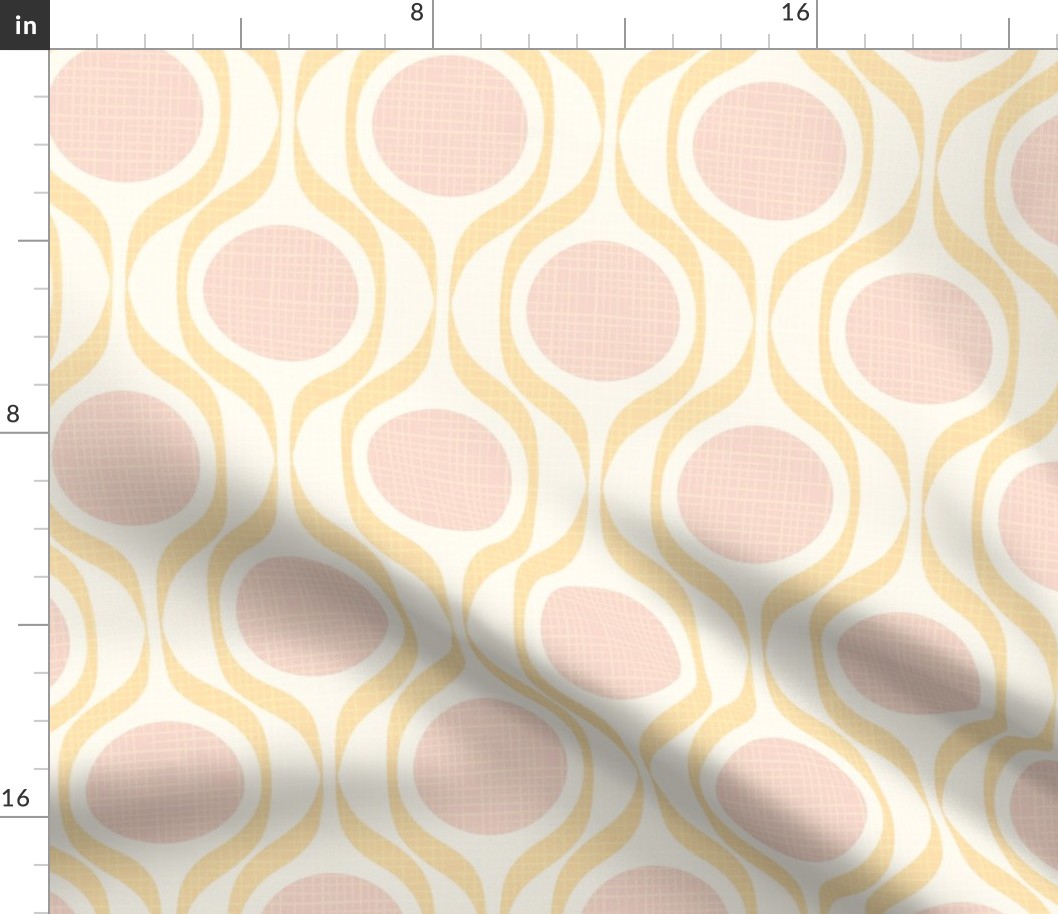 Butter ribbons midmod vintage retro circle geometric in custom warm gold pink large scale by Pippa Shaw