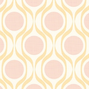 Butter ribbons midmod vintage retro circle geometric in custom warm gold pink XL 8 wallpaper scale by Pippa Shaw