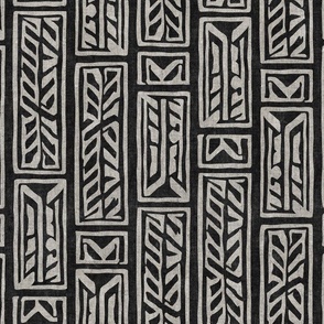 Rayleigh Feathers - charcoal - mud cloth inspired - LAD23