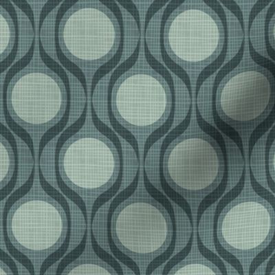 Mid century ribbons midmod vintage retro circle geometric in moody sage slate medium scale by Pippa Shaw
