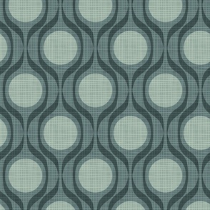 Mid century ribbons midmod vintage retro circle geometric in moody sage slate large scale by Pippa Shaw