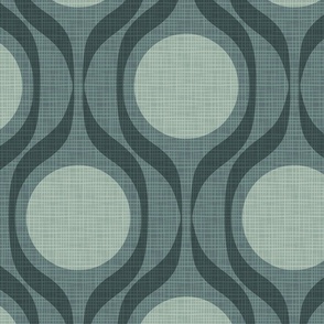 Mid century ribbons midmod vintage retro circle geometric in moody sage slate jumbo 12 curtain duvet wallpaper scale by Pippa Shaw