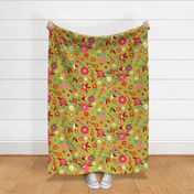 ditsy florals on green // large