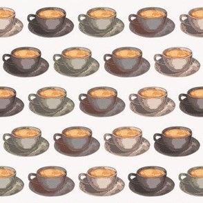 Coffee cups neutral rows on greige