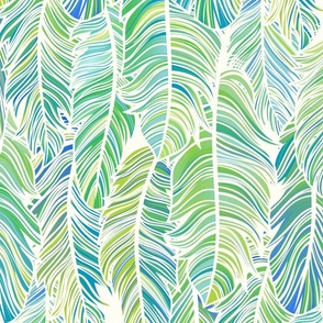 Fabulous Feathers- Tropical Bird Feather Boa- Animal Print- Birds-Parrot- Macaw Feathers Wallpaper- Green- Turquoise- Medium